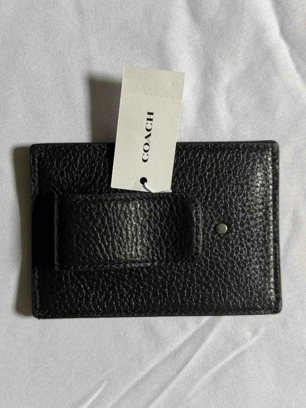 Coach Men's Card Case w/ Money Clip - Black Leather - NWT